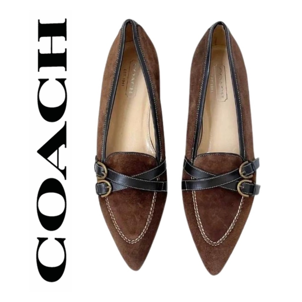 Like New.....Coach "Amber" Pointed Toe Brown Suede Loafers Flats // Size 7.5